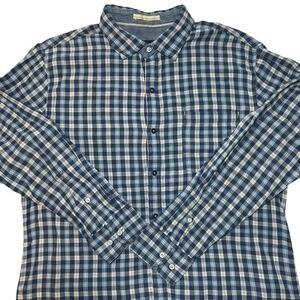 Blue‎ Plaid Long Sleeve Button Down Shirt Menswear Casual